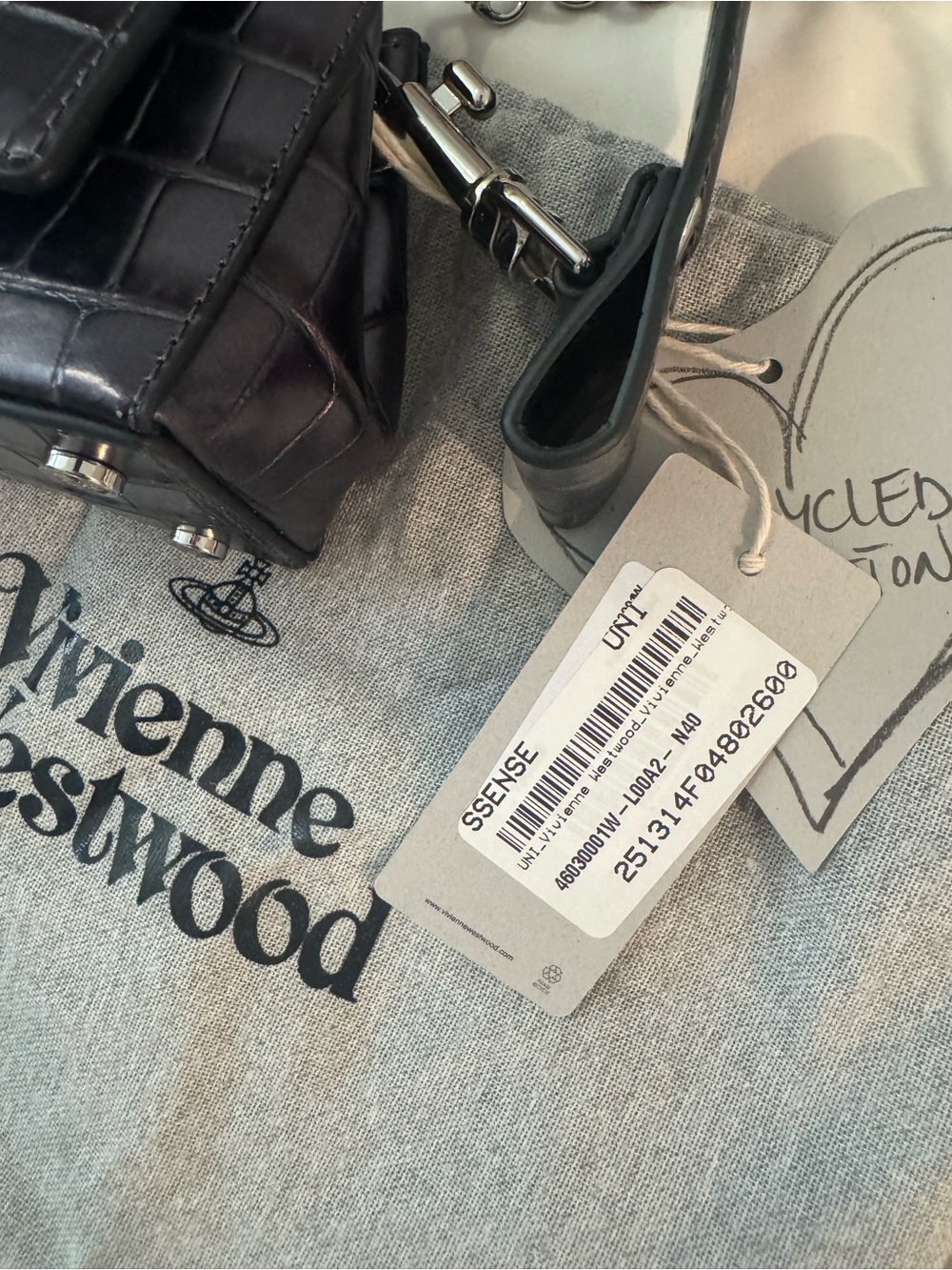 Vivienne Westwood Black Croc-Embossed Handbag - Picture 5 of 10